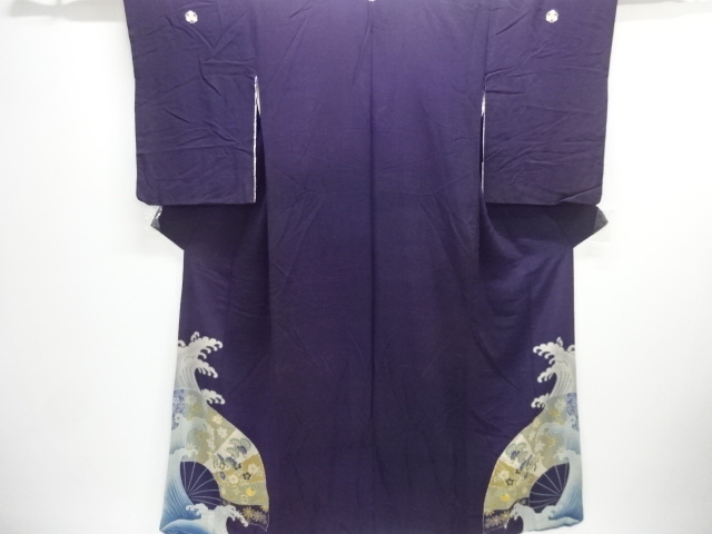 JAPANESE KIMONO / ANTIQUE KIMONO / CHIRIMEN KINSHA / EMBROIDERY / 5 CREST 